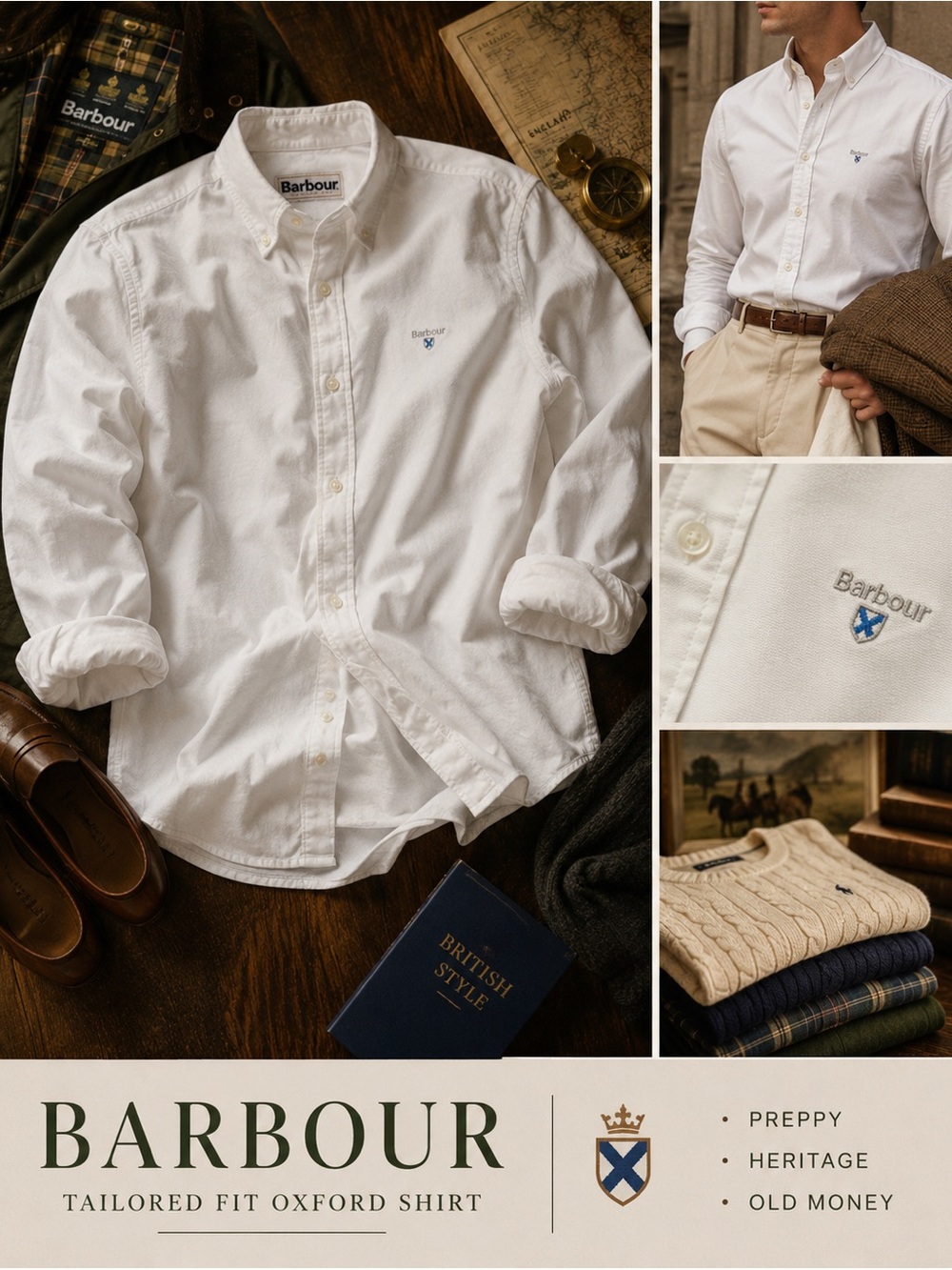 Barbour Tailored Fit White Oxford Button Down Shirt Men’s Medium Cotton - Picture 7 of 13